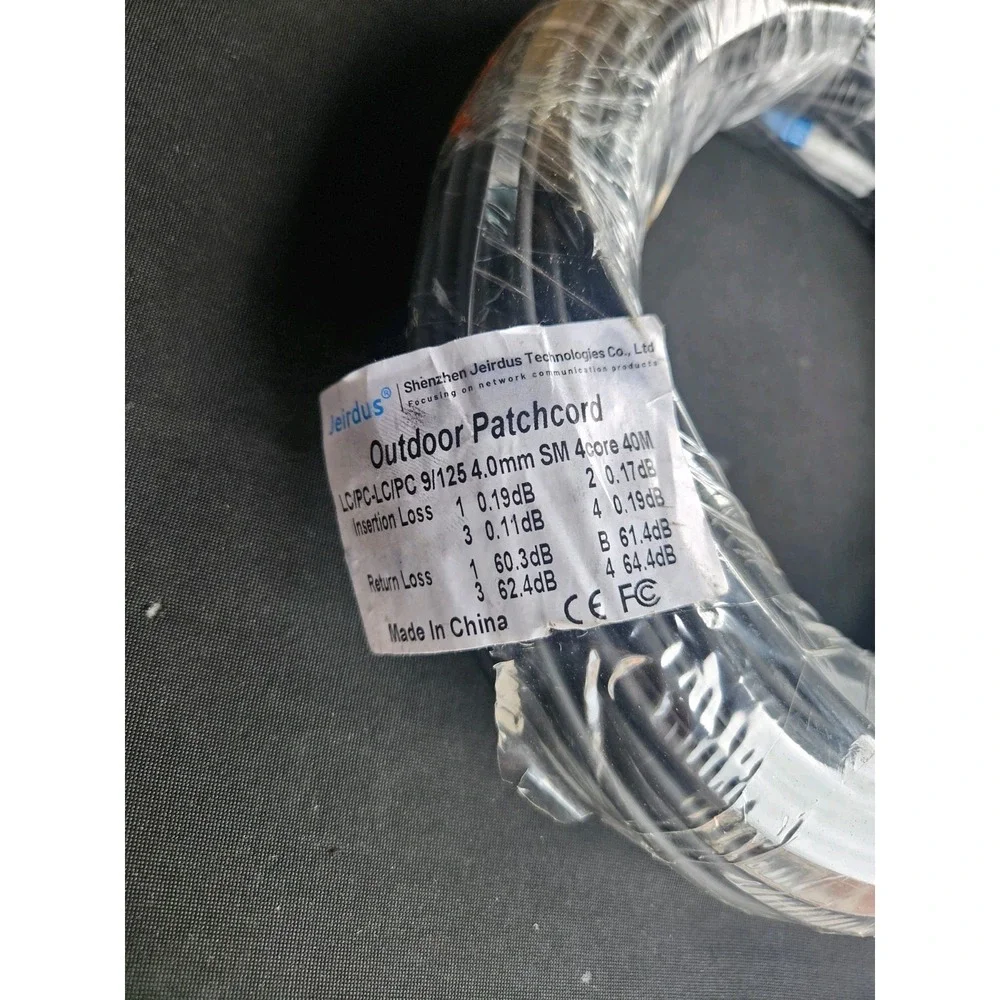 Jeirdus 40M 131FT 4 Core LC-LC Outdoor Singlemode Fiber Optic Cable 9/125